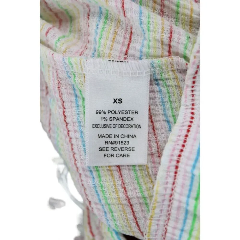 Emerson Road Womens Stripe Short Sleeve Round Neck Pajama Set Multicolor Size XS